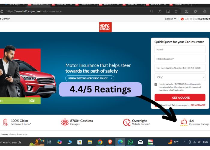 HDFC Ergo Car Insurance Customer Ratings Review